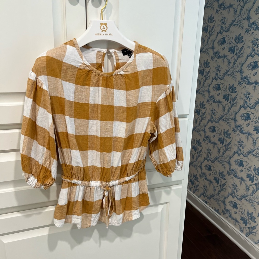 GINGHAM PUFF SLEEVE BLOUSE